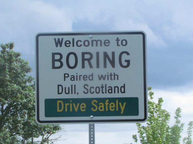 Welcome to Boring, Oregon, USA sign