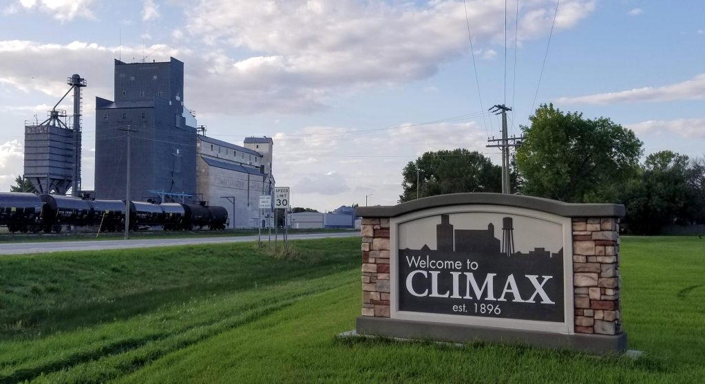 Welcome to Climax, Minnesota, USA sign