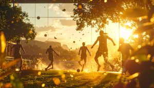 Famous vehan athletes, elite, diverse athletes in peak action motion in the center