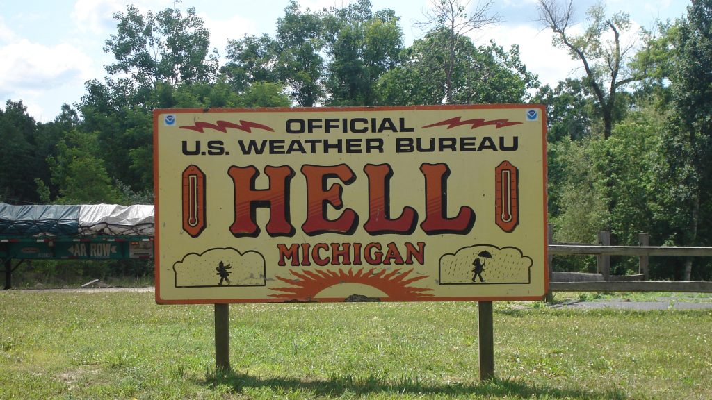 Welcome to Hell, Michigan, USA sign