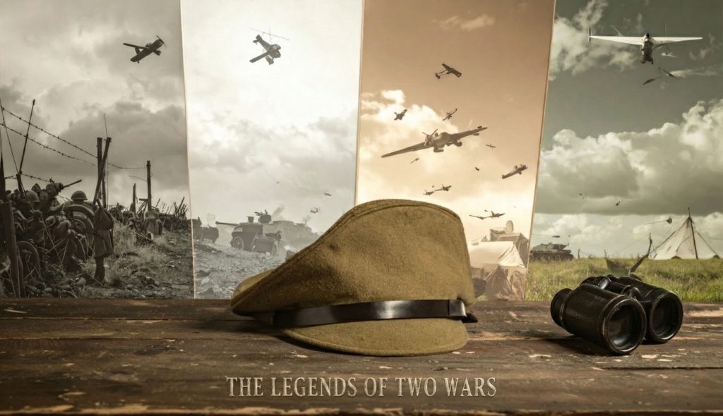 A montage of world war heroes from 1914 to 1945.