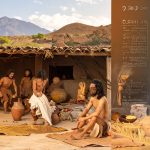 editorial illustration showing a contrast between ancient lifestyl