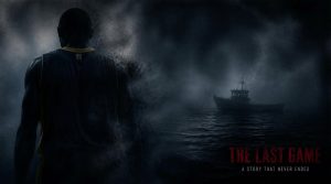 A dark, moody silhouette of a basketball player fading into fog beside a dark ocean and a distant boat, representing famous athletes who mysteriously vanished without a trace. Red text in the corner reads: THE LAST GAME - A STORY THAT NEVER ENDED